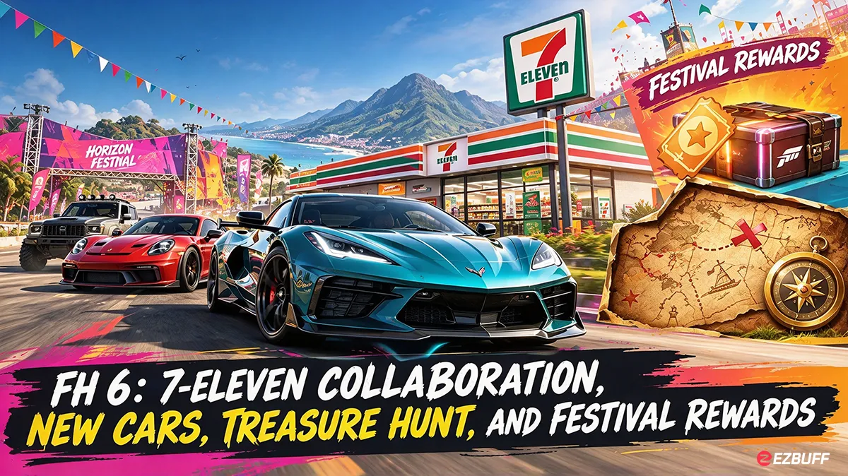 FH 6: 7-Eleven Collaboration, New Cars, Treasure Hunt, and Festival Rewards