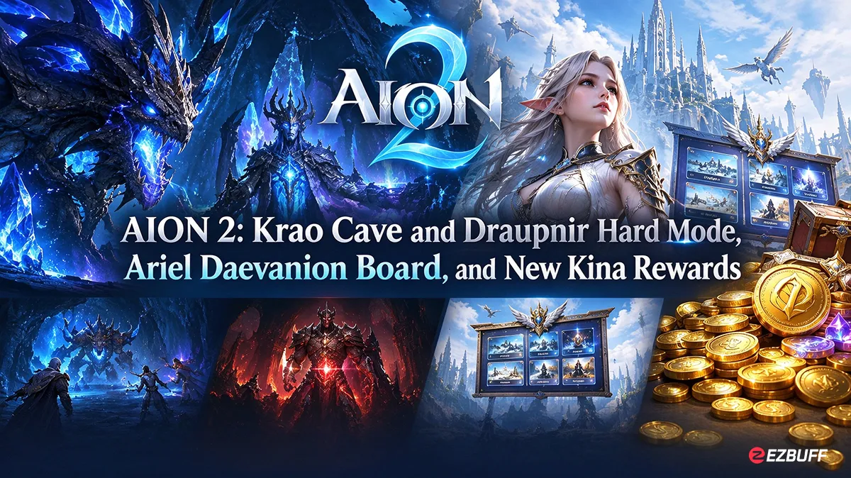 AION 2: Krao Cave and Draupnir Hard Mode, Ariel Daevanion Board, and New Kina Rewards